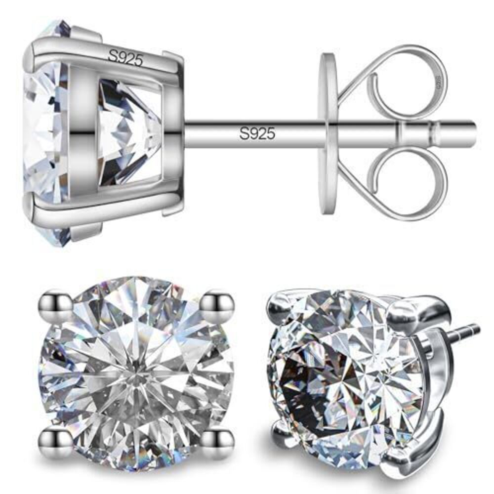 2933 Moissanite Stud Earrings, Diamond Earrings 18K White Gold Plated/S925